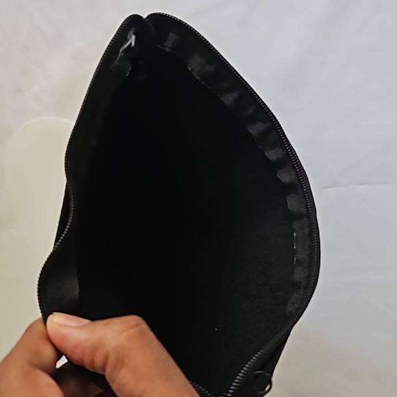 Hand Crafted Black Canvas Cosmetic Bag Pencil case Iron transfer Floral design - Picture 10 of 17